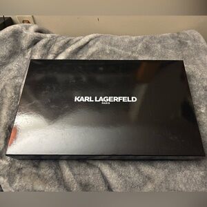 Karl Lagerfeld Disco Kitty Black Knit Hat and Scarf Set